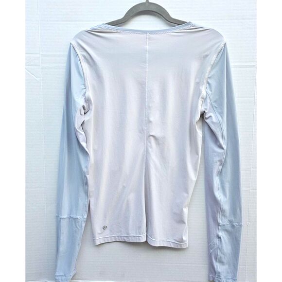 Lululemon Women’s Long Sleeve Top | Grey Blush Pink Size 8 Reflective Thumbholes - Picture 4 of 7